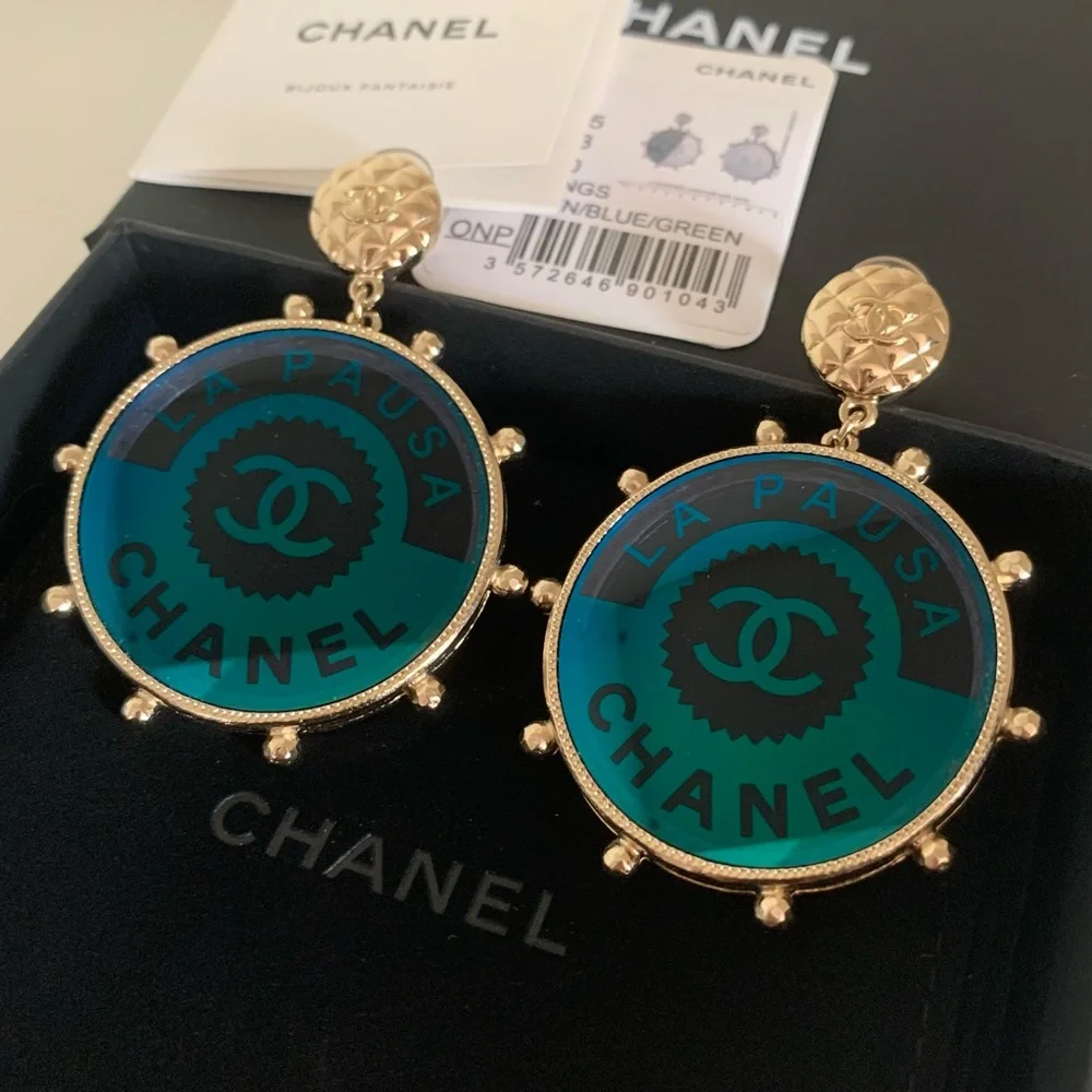 Chanel Large Logo Disc Earrings